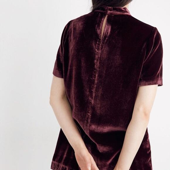 Madewell Velvet Choker V-Neck Burgundy Top XS NWT Holiday Party - Picture 7 of 7